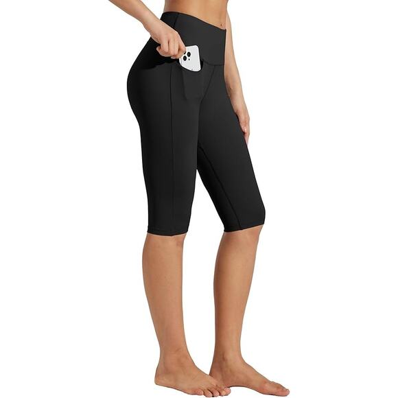 3X Willit Women's Knee Length Hi Wasted Tummy Control Exercise pants w/Pockets - Picture 6 of 6